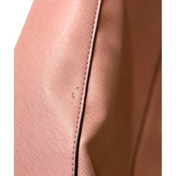 Pink top handle handbag unbranded gold tone accents zip close 10 x 12 inches - Picture 10 of 16